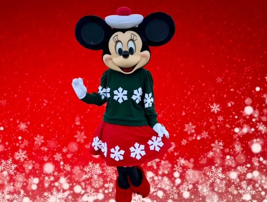 Holiday Minnie character for hire creating magical Christmas memories for children in Kissimmee, Orlando, Clermont, ChampionsGate, and surrounding Florida communities.