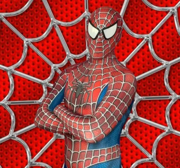 Spider-Man-inspired superhero character performer at a children’s birthday party.