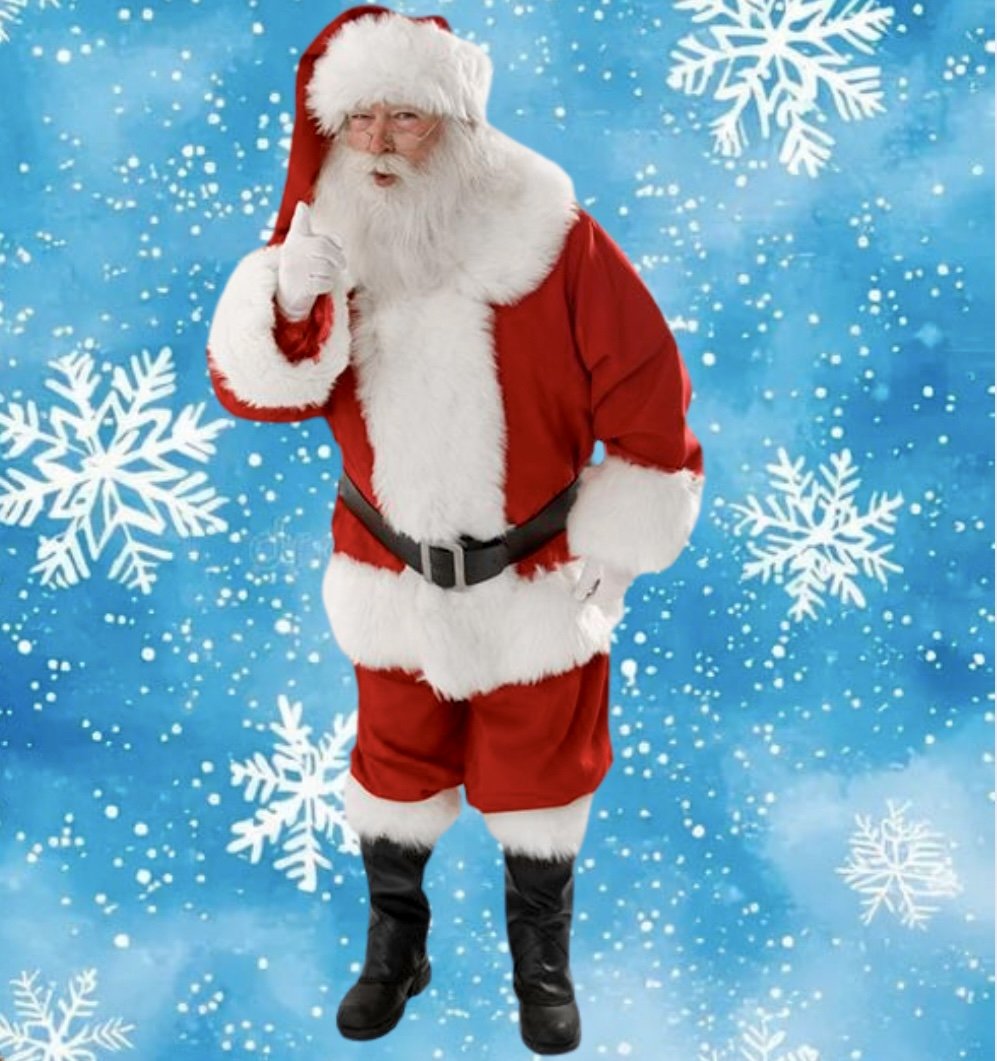 Santa Claus performer at a holiday Christmas party with children.