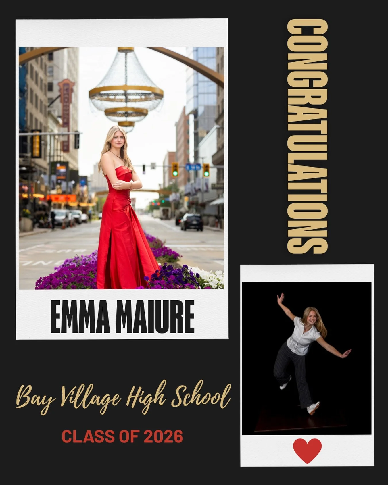 Senior Spotlight!
Congratulations and Best Wishes to Emma! 

Emma Maiure has been dancing for 12 years and has been involved in musical theatre for the past 5. Some of her favorite roles include Marian Paroo in The Music Man, Annie in The Play That G