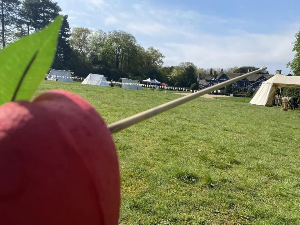 Arrow in a small apple target at Speke Hall, Liverpool