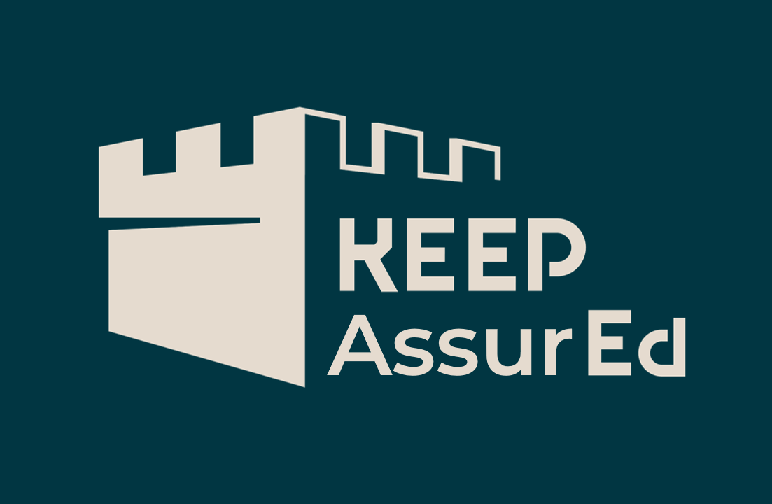 Logo featuring a stylized castle tower with the text "KEEP AssurEd" beside it.
