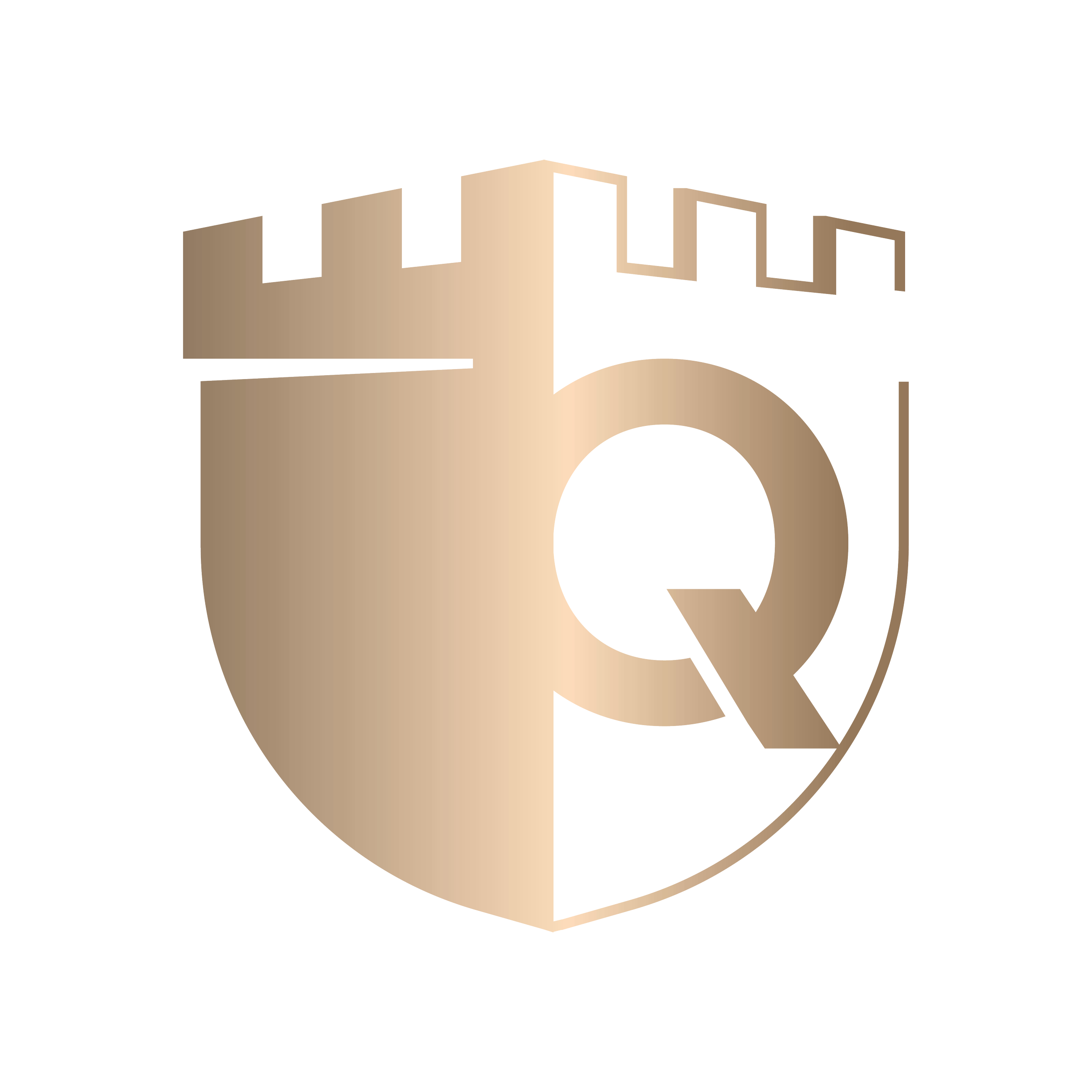 Keep's safeguarding quality mark, to demonstrate organisations commitment to keeping their people safe. A metallic turret shaped badge, with the letter Q.