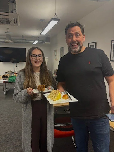 Lois and Andy at a coffee morning at the Shell Store Hereford, raising money for Macmillan Cancer Support.