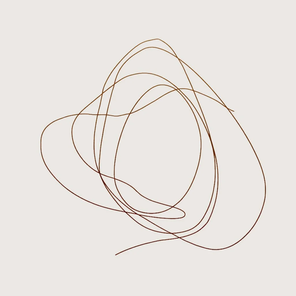 Minimalist line drawing of looping, overlapping curves, representing practitioners and therapists.