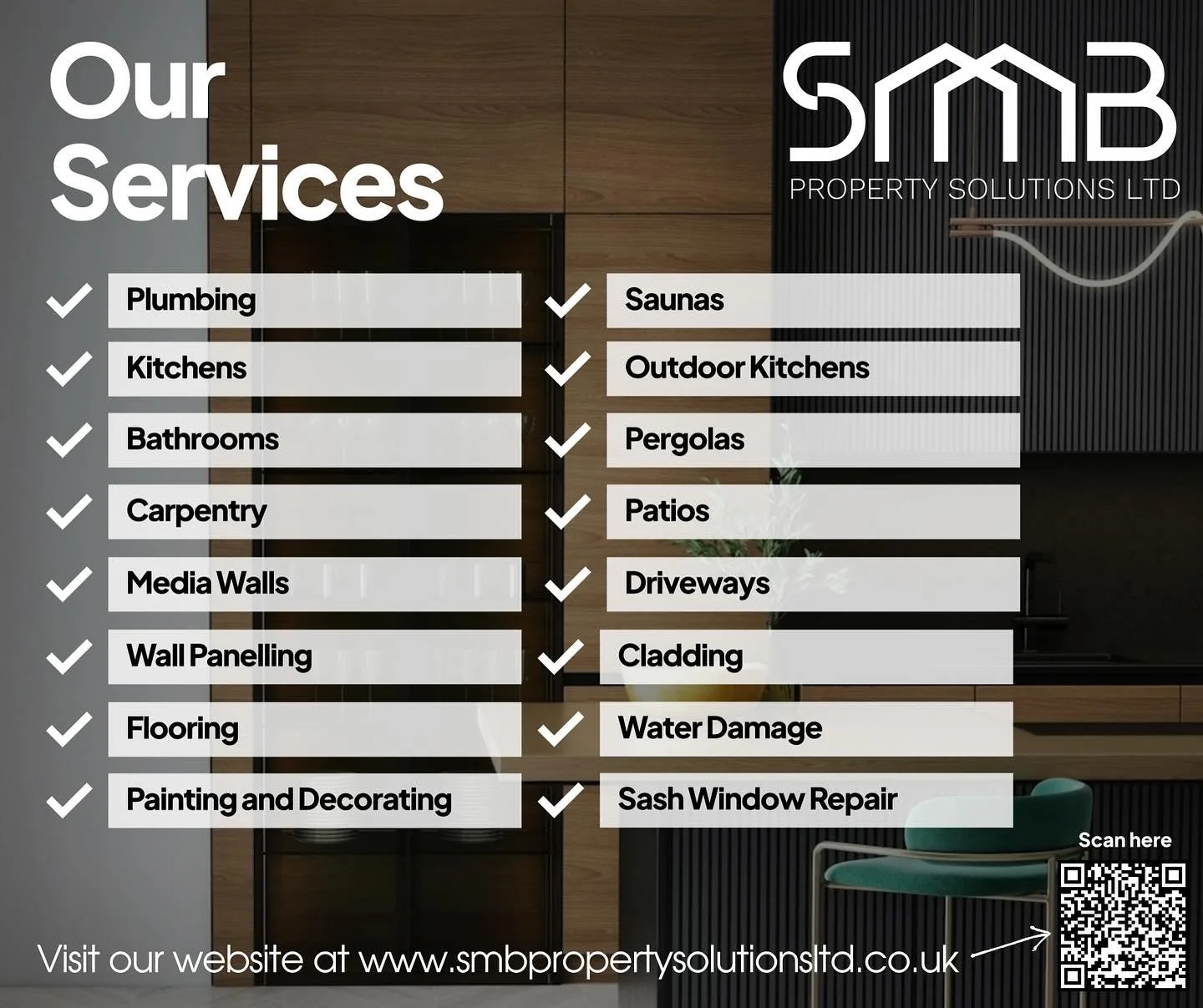 For more information on all of our services visit our website. Link in bio 

#plumbing #kitchens #bathrooms #carpentry #mediawalls #wallpanneling #flooring #saunas #outdoorkitchens #pergolas #patios #driveways #cladding #waterdamage #sashwindowrepair