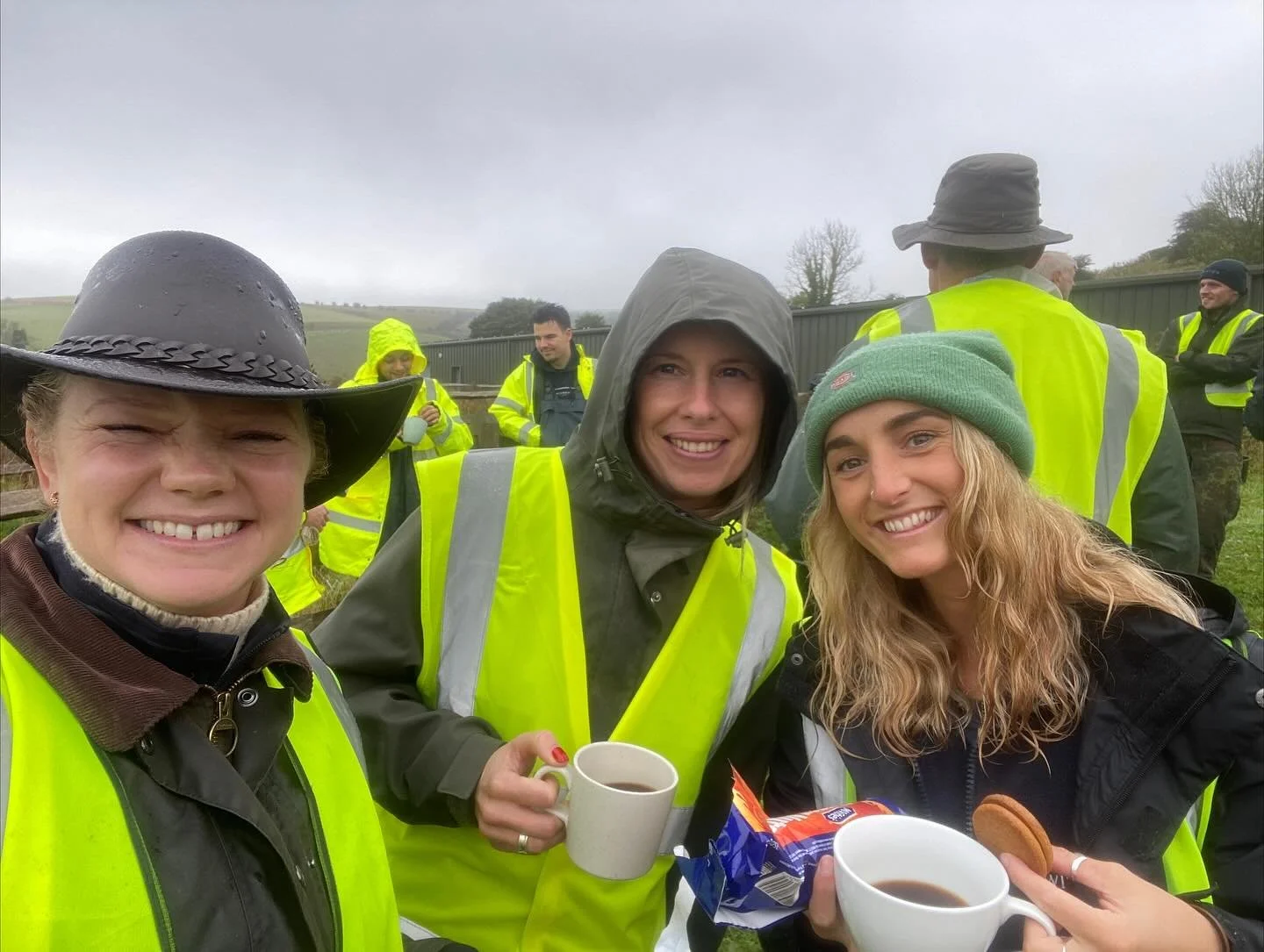 October 2024. Picking Pinot Noir at Wiston Estate. My gorgeous team. We got Wet. Very wet.