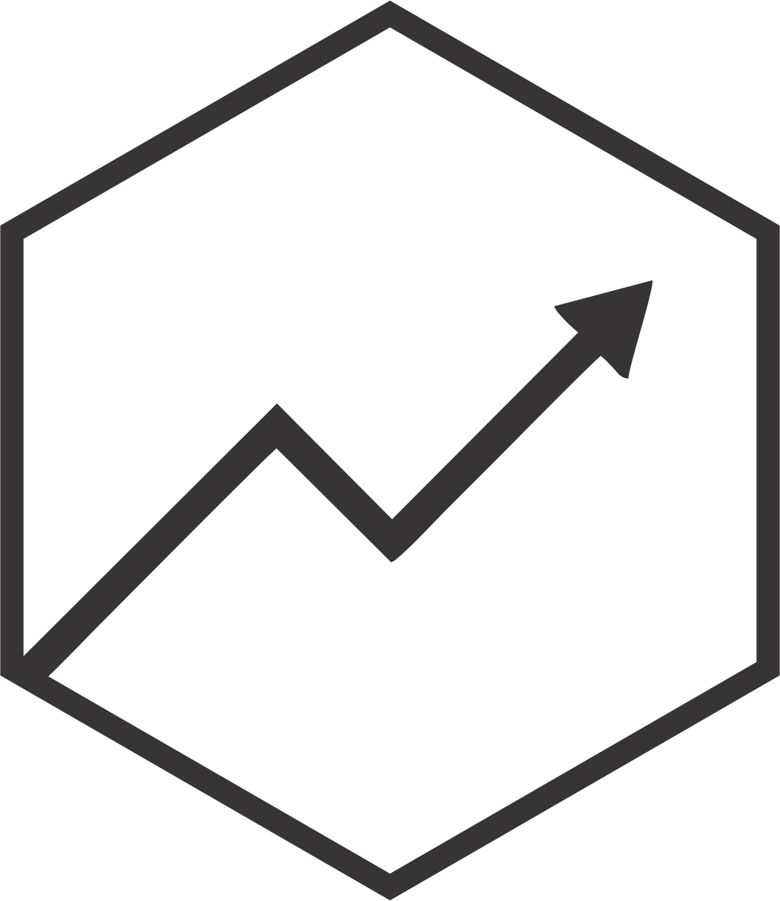 Black icon of an open box with an upward trending arrow inside, representing growth or increase.