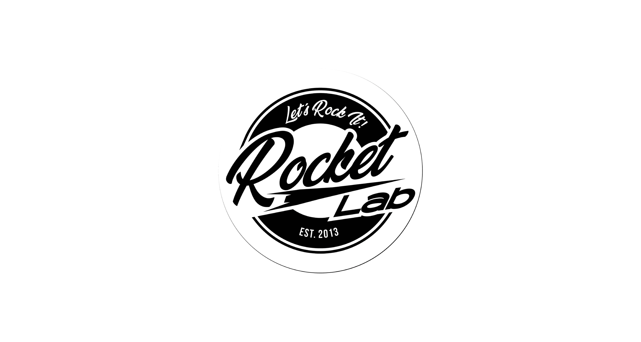 Black and white circular logo with the text "Let's Rock It! Rocket Lap" and "EST. 2013" in a stylized font.