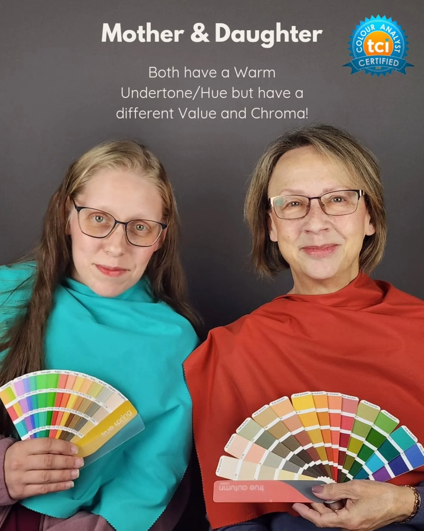 Look at these two 😍 They are gorgeous inside and out! Groups are a lot of fun and fascinating...
✨️While they share the same Warm Undertone, their Value and Chroma are quite different. Mom glows in the softer and darker side of warm colors, while he