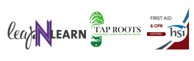 Logos of LearnNEARN, TAP Roots, First Aid & CPR, and HSI