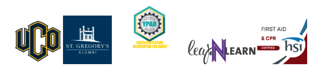 A row of logos for UC, St. Gregory's Alumni, Youth Protection Association for Dance, Lead N Learn, and HSI First Aid & CPR