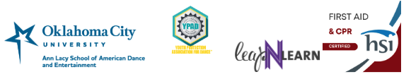 Collection of logos including Oklahoma City, Ann Lacy School, Youth Volunteer Corps, LEAD N Learn, First Aid & CPR, and HSI.