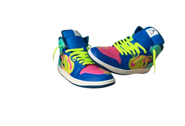 Custom Air Jordan 1 Mid – Neon Octopus Design
