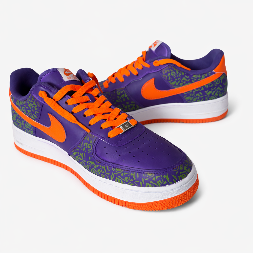 Custom Nike Air Force 1 – Purple & Orange Streetwear Design