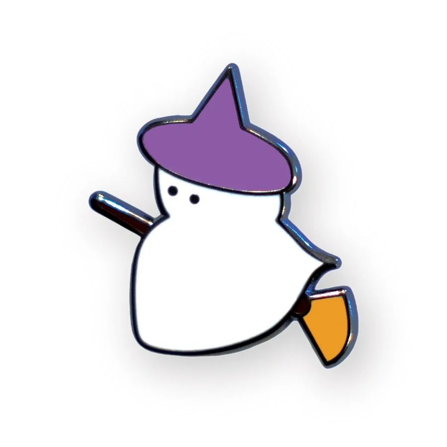 Ghost on a Broom Pin