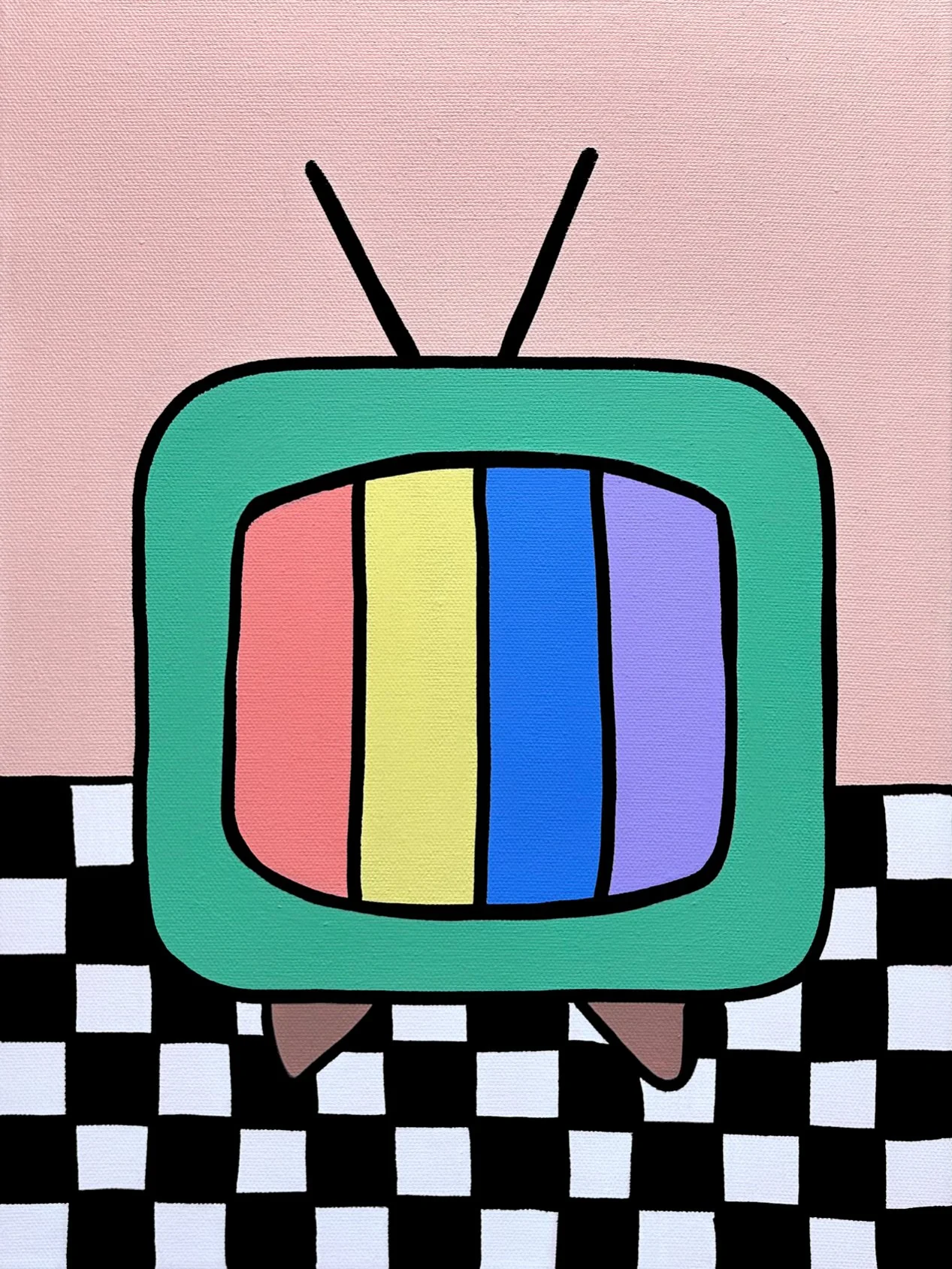 Retro Rainbow TV Print