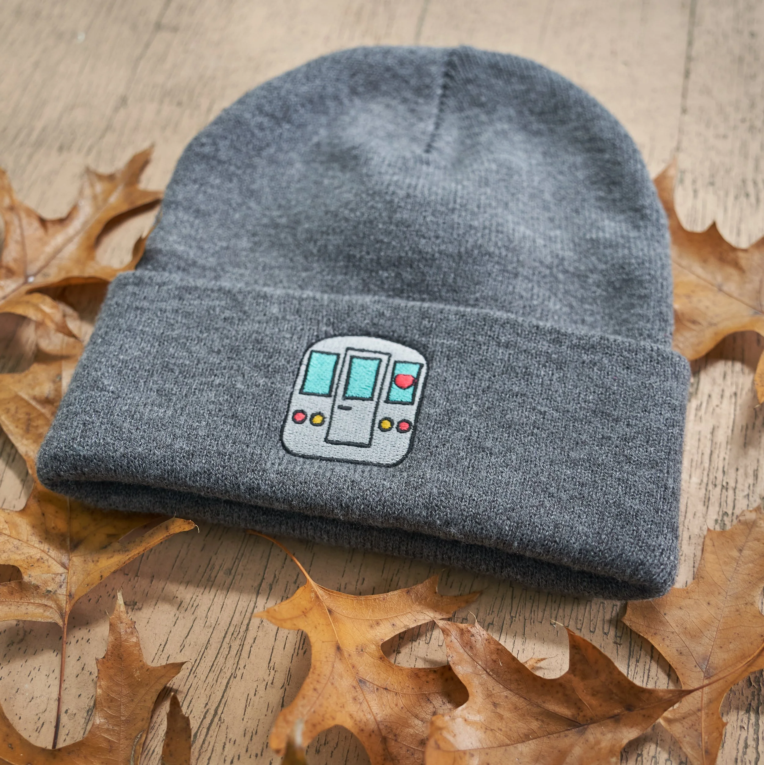 Heart Train Beanie Leaves Wood Background.JPEG