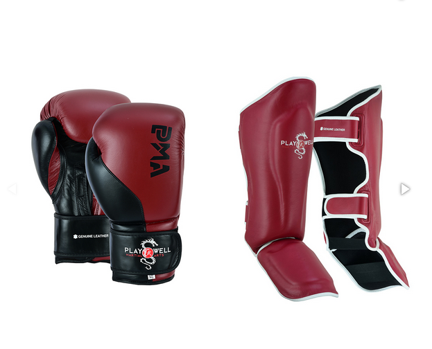 16oz Boxing Gloves and Thai Boxing Shin and Instep Pads
