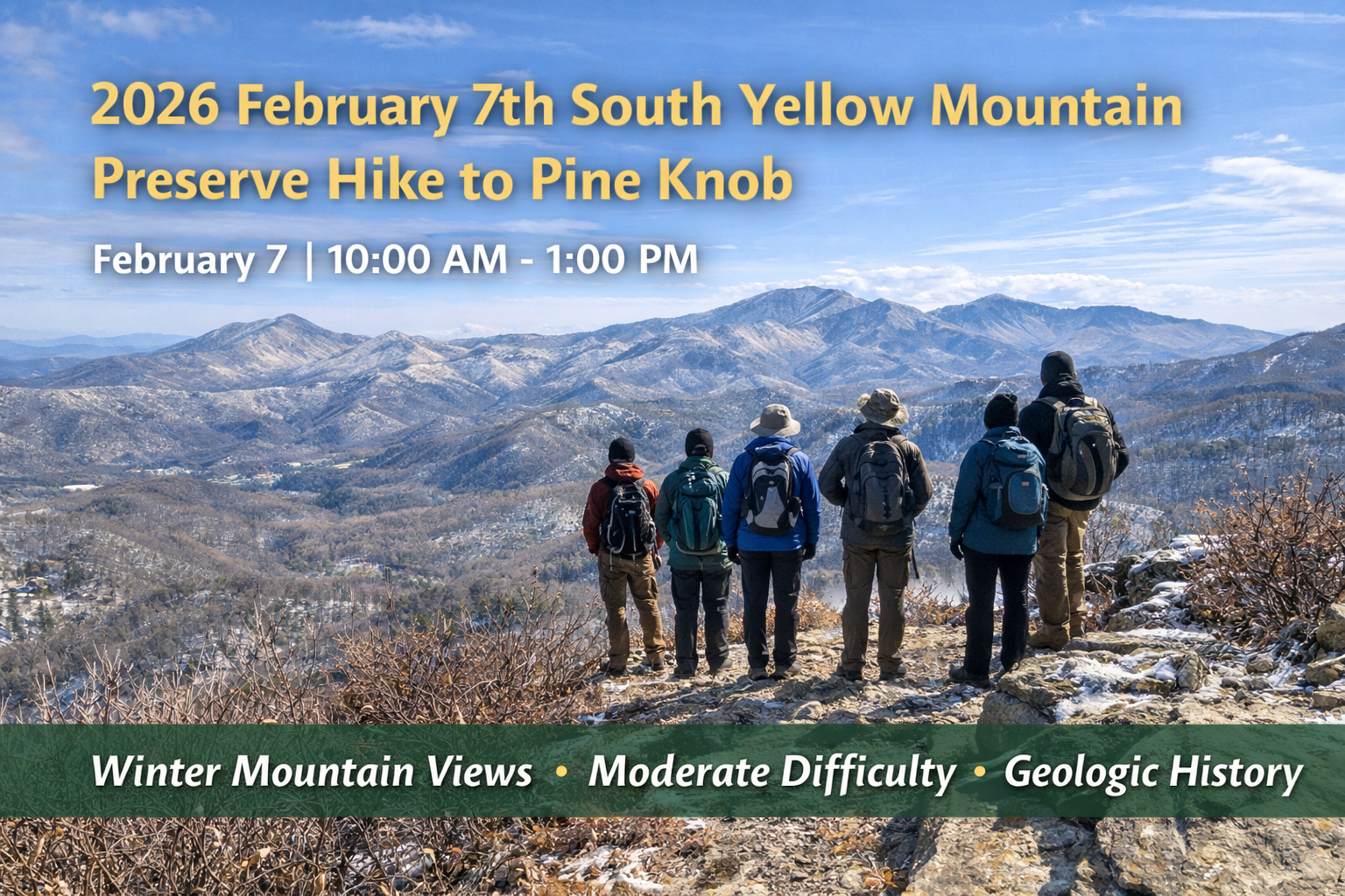 2026 February 7th South Yellow Mountain Preserve Hike to Pine Knob