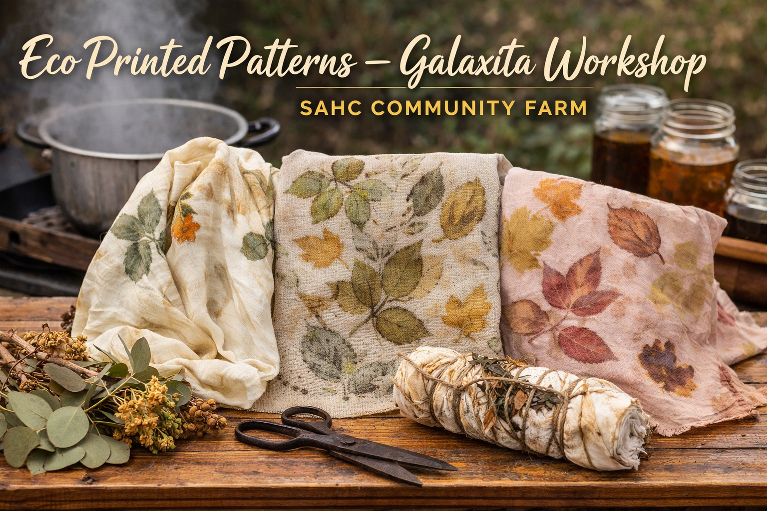 EcoPrinted Patterns – Galaxita Workshop at SAHC Community Farm