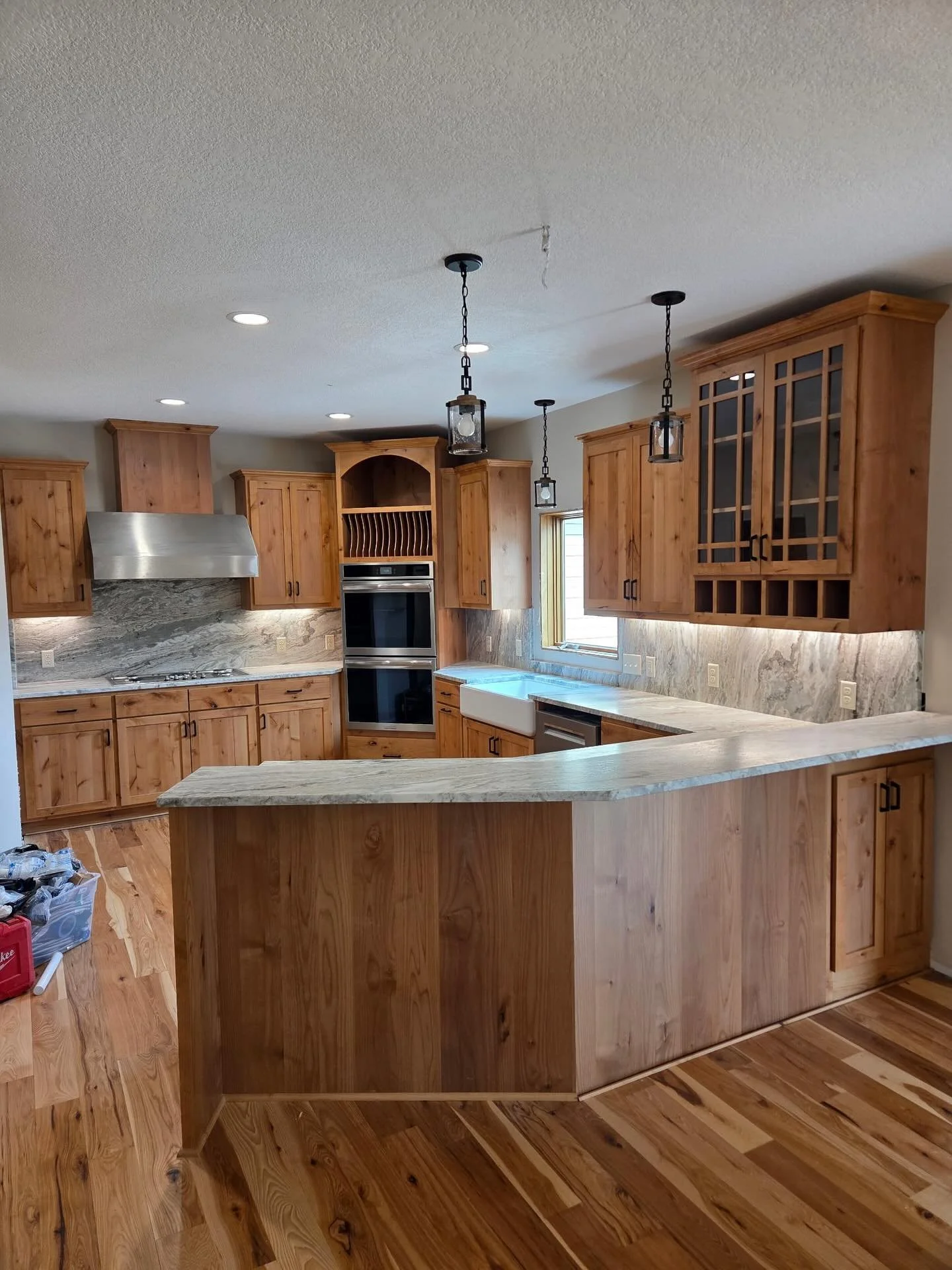 Amazing kitchen remodel by our friends over at @mosaicahardsurface Our Fantasy Brown Marble in a brushed finish turned out perfect for the job!