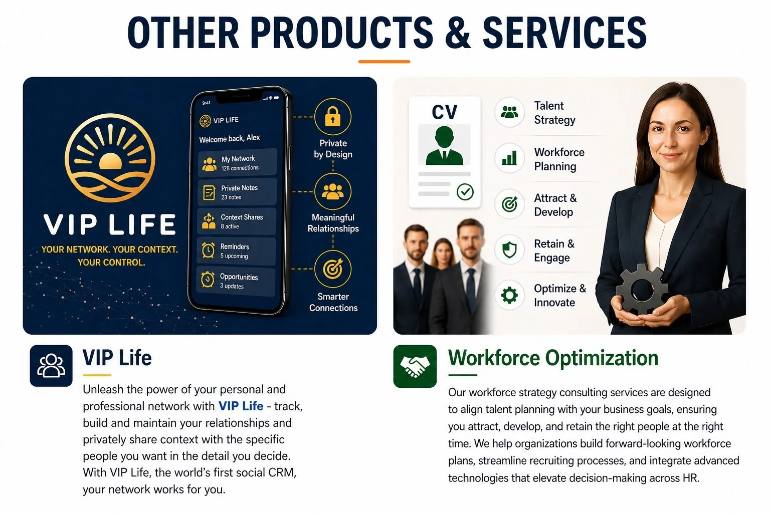 Unleash the power of your personal and professional network with VIP Life – track, build and maintain your relationships and privately share context with the specific people you want in the detail you decide.