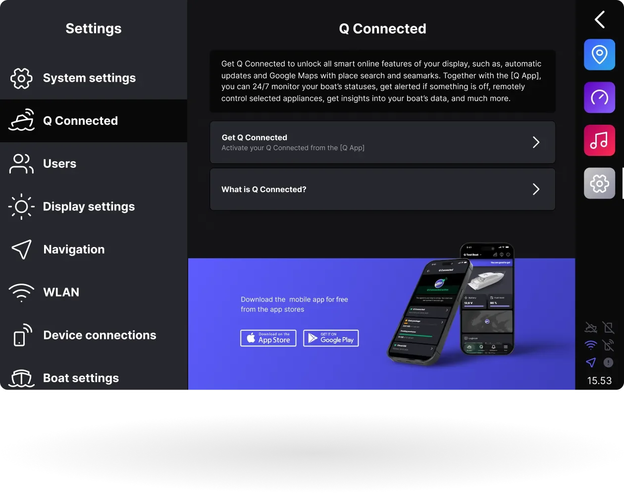 Image of boat settings page