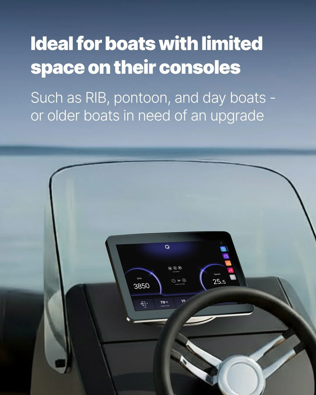 Imagine installing an up to 15&rdquo; display even in the most condensed boat console with limited space for the display. With Q Display Float&rsquo;s minimal installation footprint, the display requires only 180 &times; 70 mm (7 &times; 2,75 inch) f