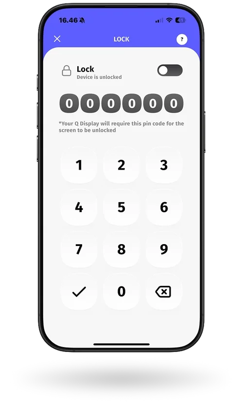Image of Q App display lock screen