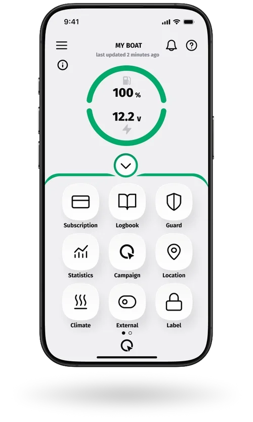 Image of Q App home page with battery and fuel statistics