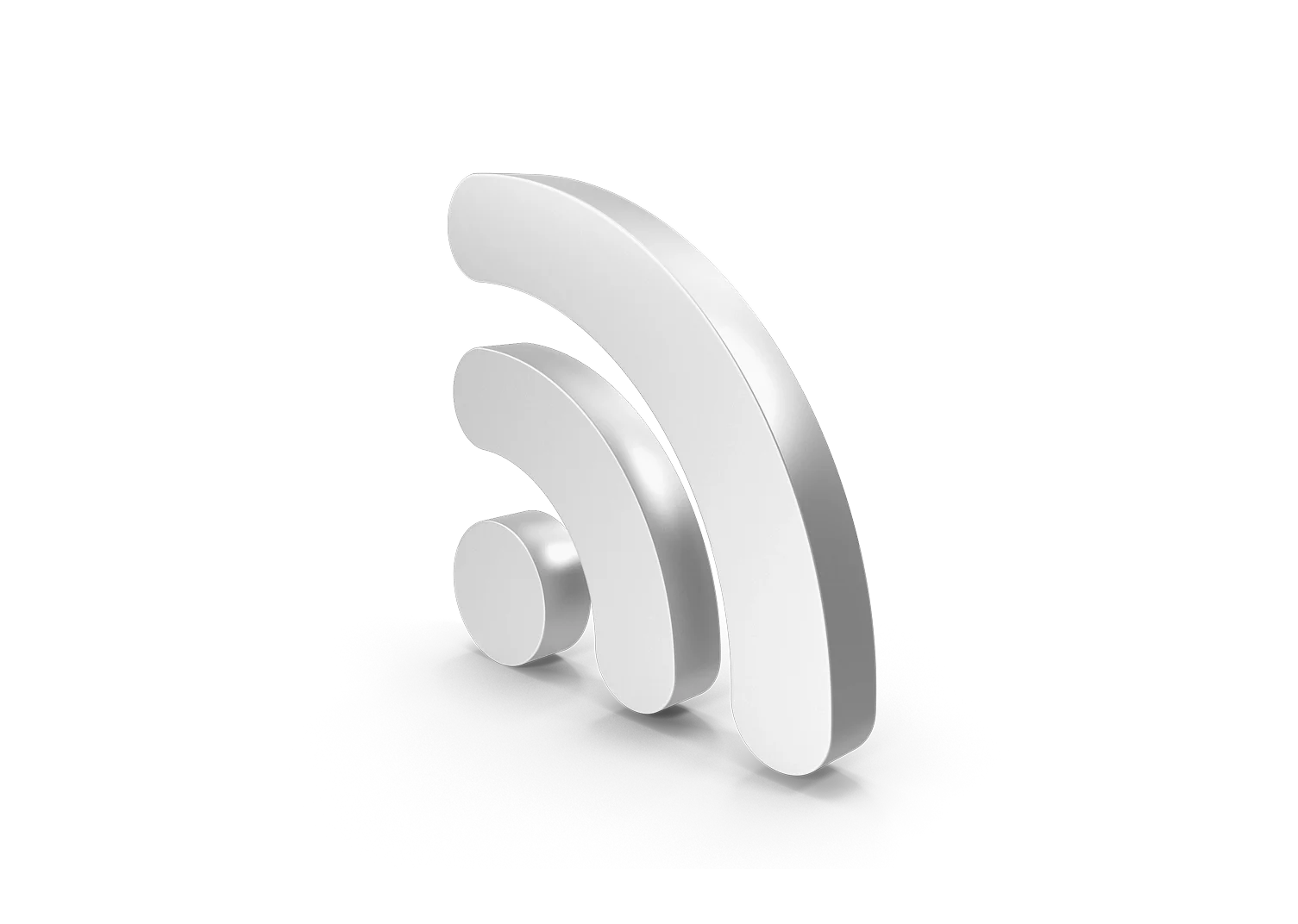 Silver 3D Wi-Fi signal icon on black background.