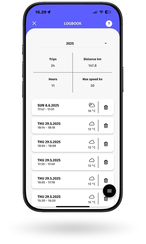 Image of Q App logbook screen