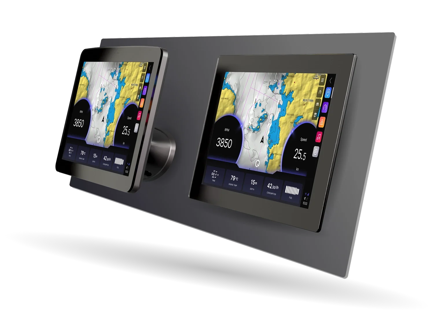 Q Displays showing two different mounting options: float mount and classic mount.