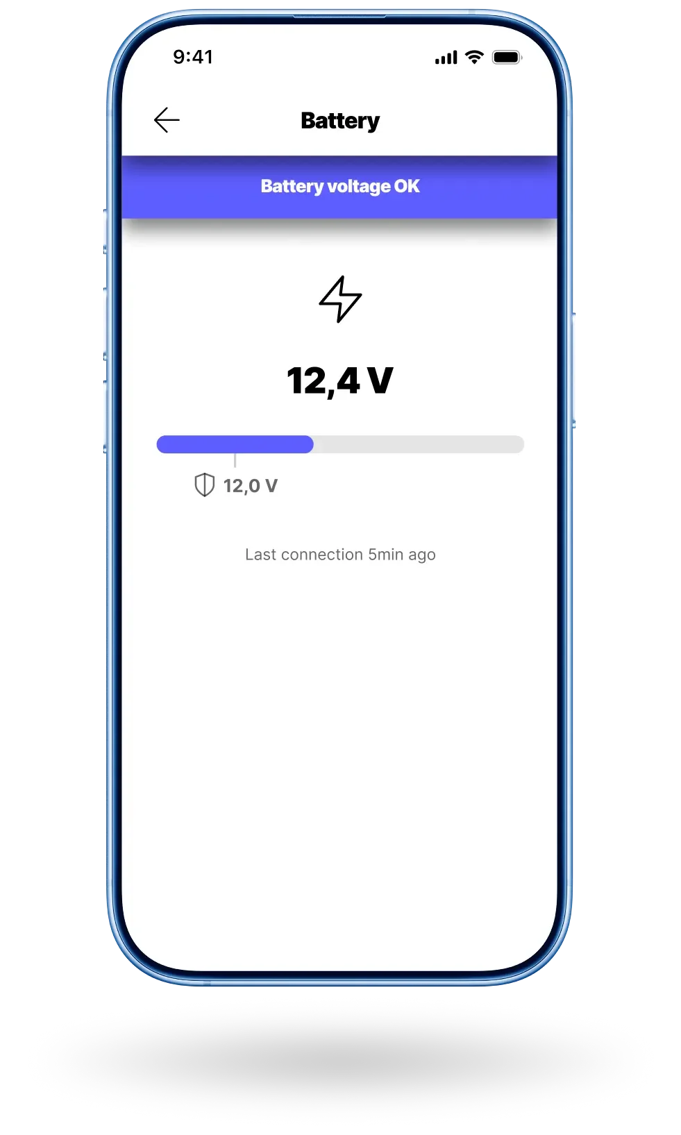 Image of Q App home page with battery and fuel statistics