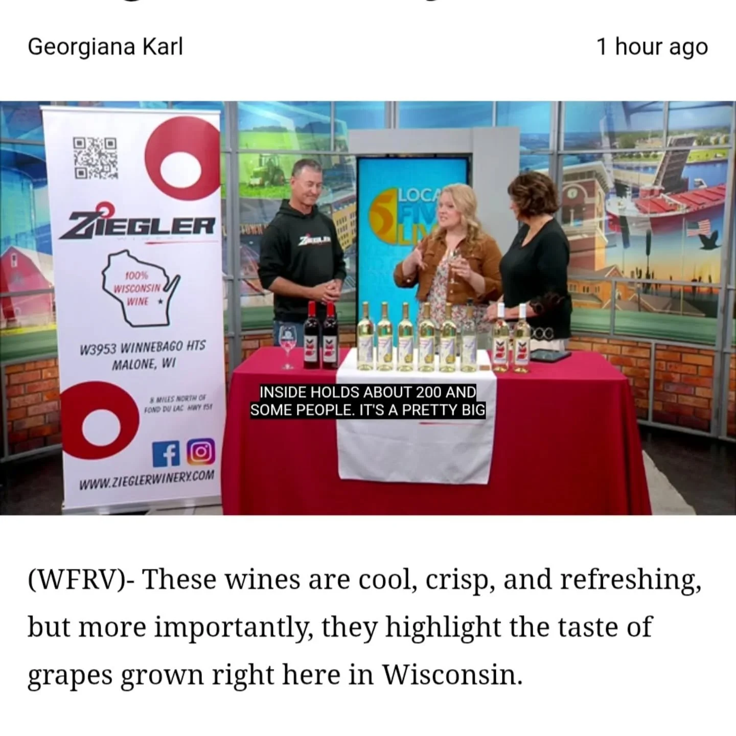 Big shout out to Zeigler Winery for being featured on WFRV Channel 5 and for being named Co-Winery of the Year at CCWC! 🍷🏆

Their passion for cool-climate wine and their incredible expression of Ledge Blanc continue to show what the Wisconsin Ledge