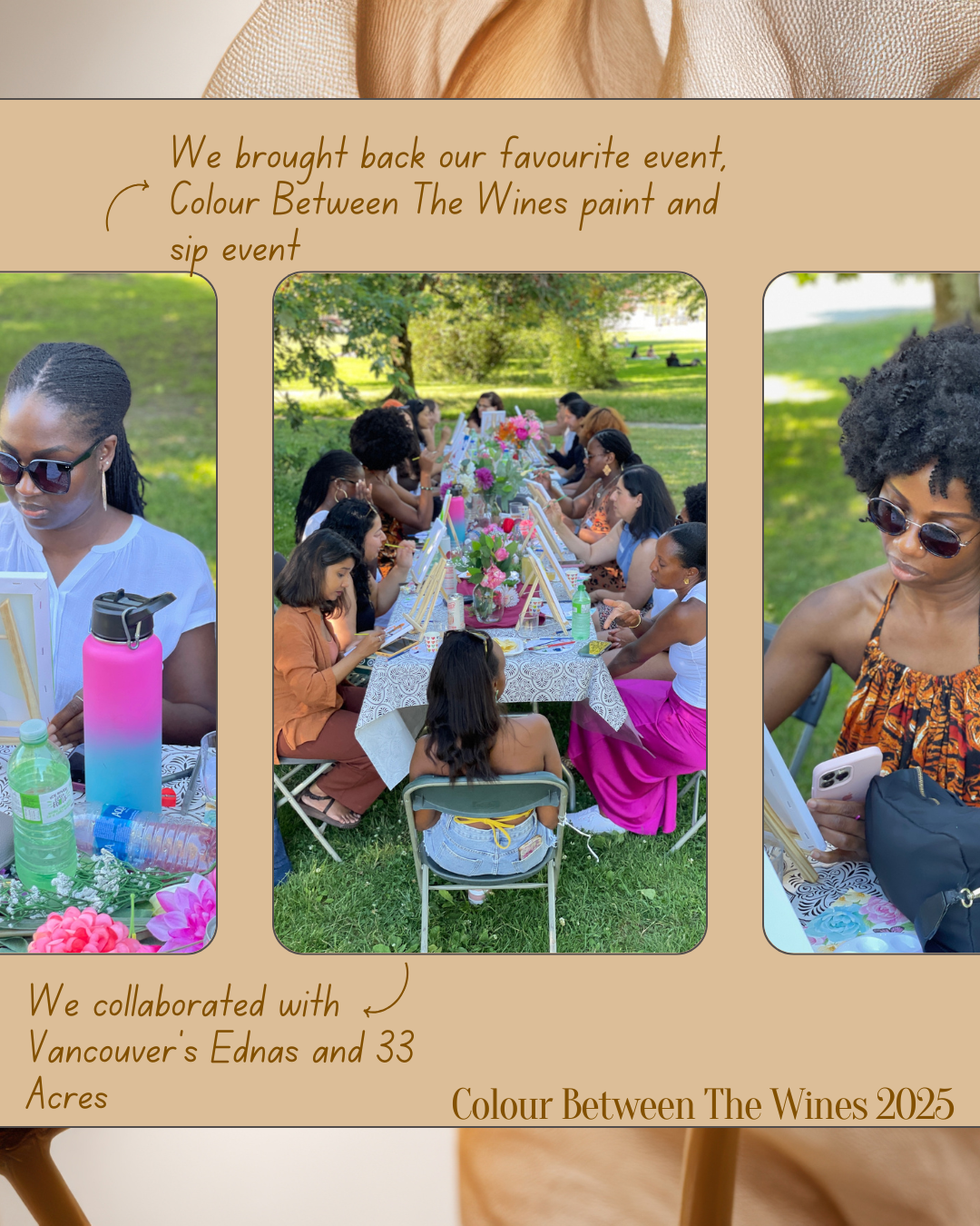 women gathering and painting in a park