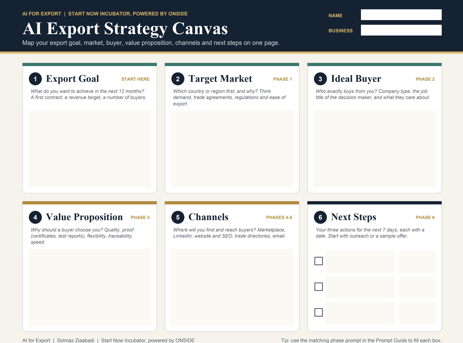 AI Export Strategy Canvas
