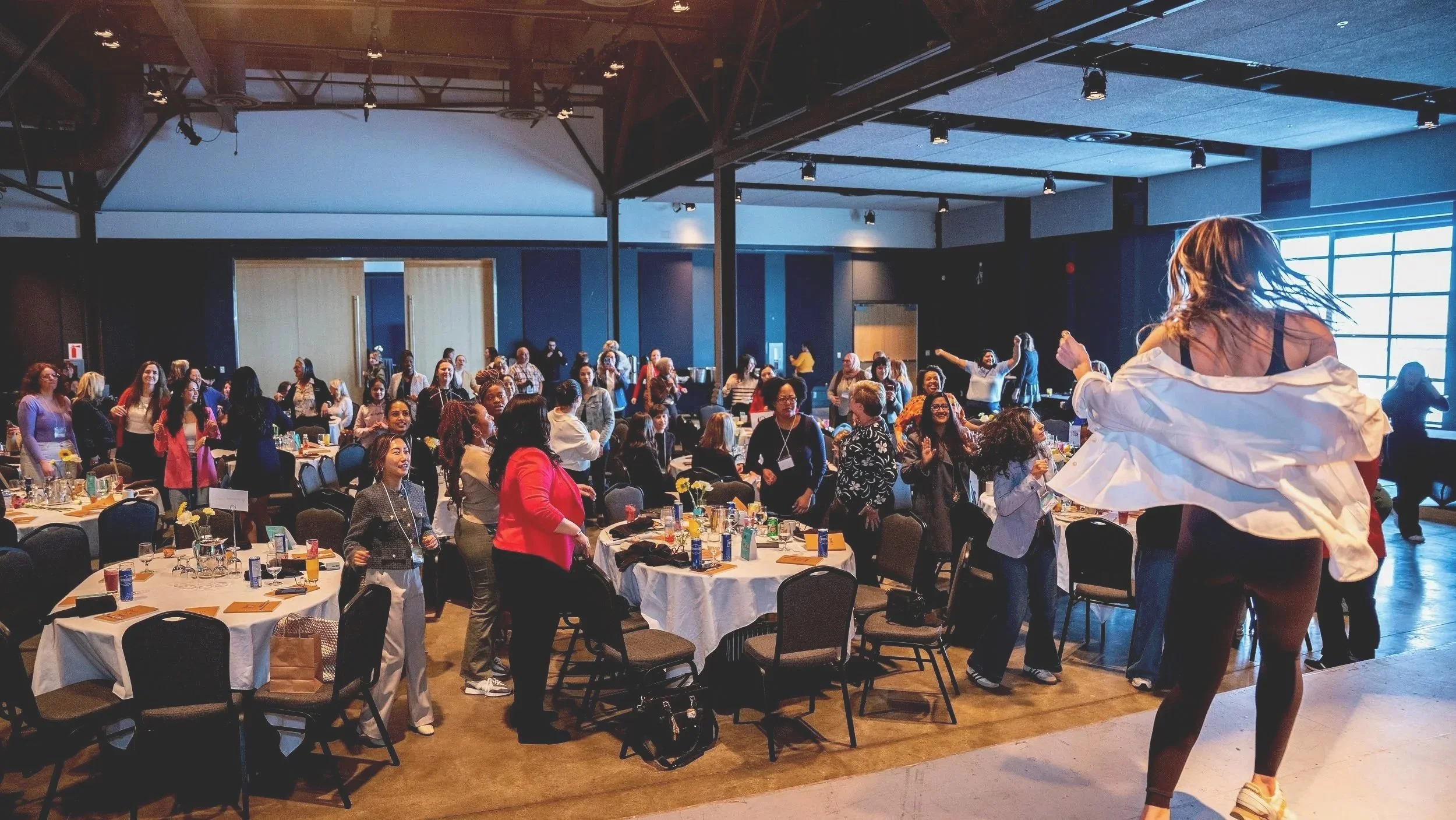 Image from the wellness break at Radiant Voices 2025, led by Flo Meditation
