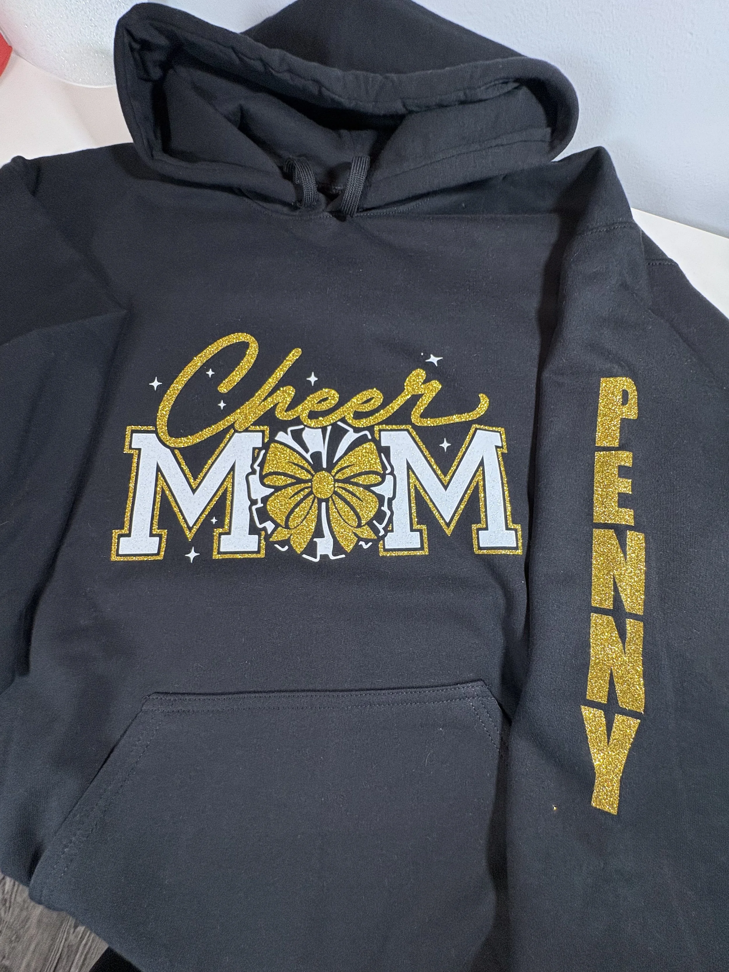 Cheer Mom with Athlete Name down arm.