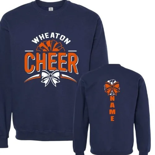 Custom Wheaton Cheer Sweatshirt with Athlete Name on Back - Glitter Option!