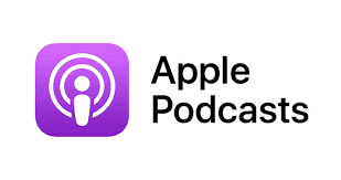 Apple Podcasts logo with purple icon and black text