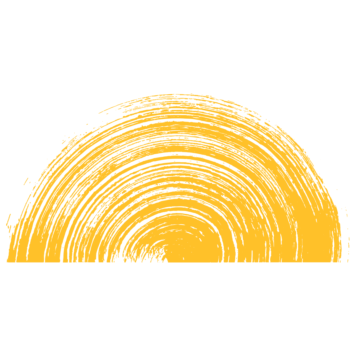 Gold abstract rainbow design on a black background.