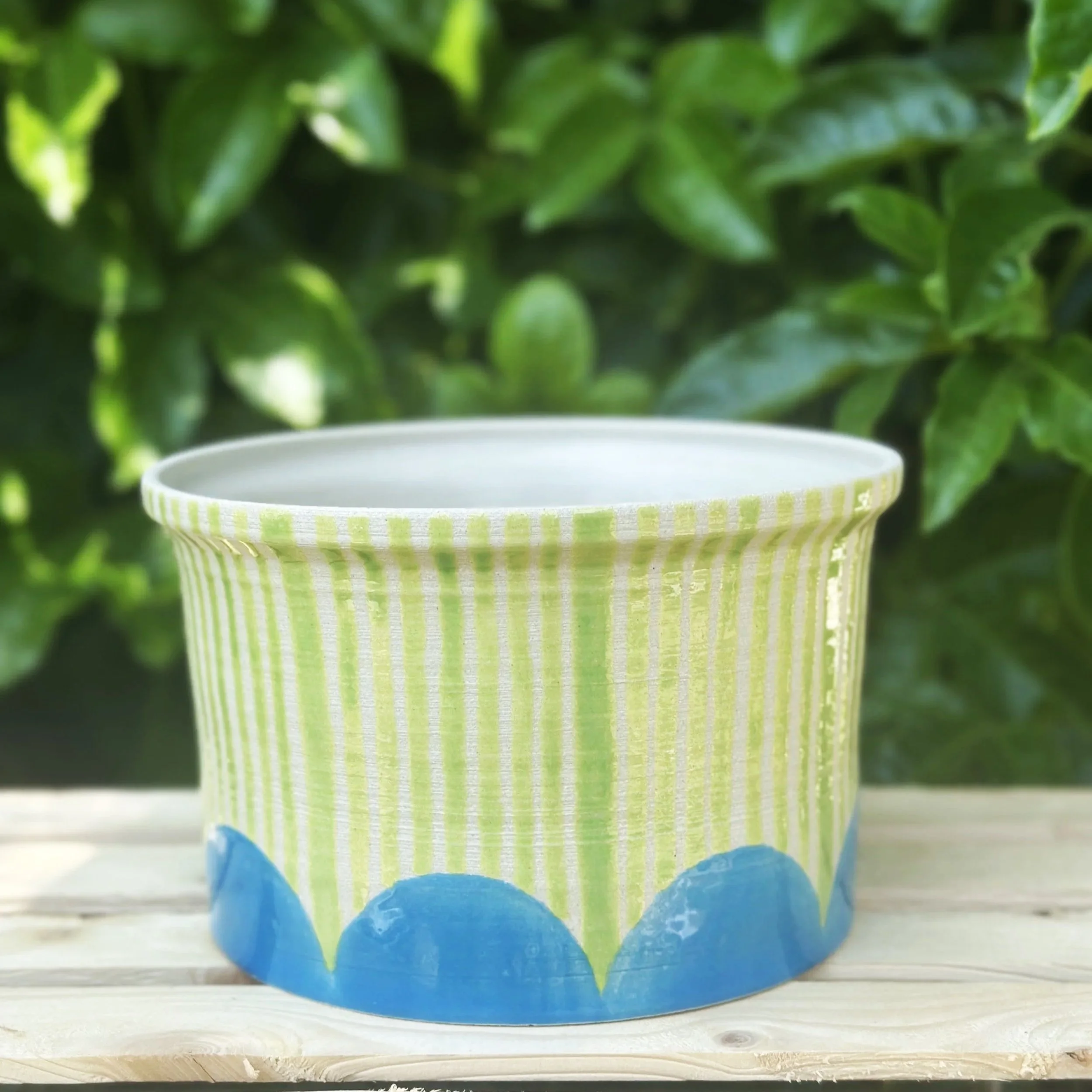 Green Stripes Planter