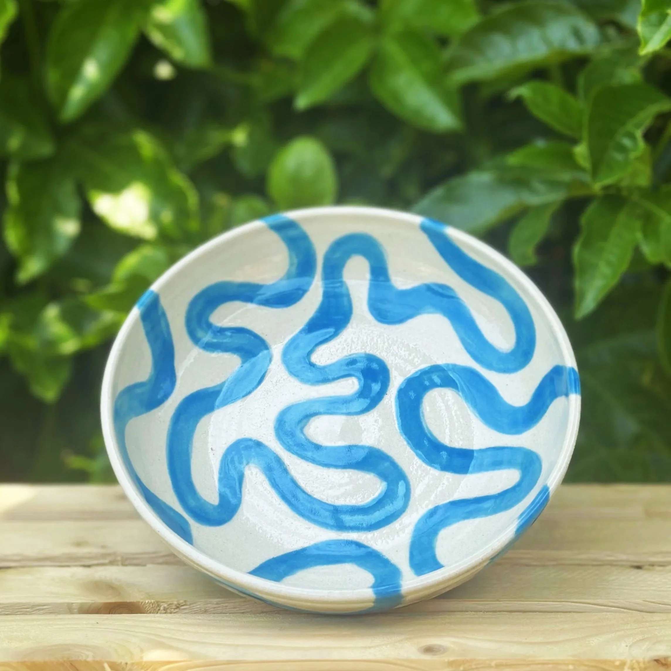 Bright Blue Squiggles Bowl