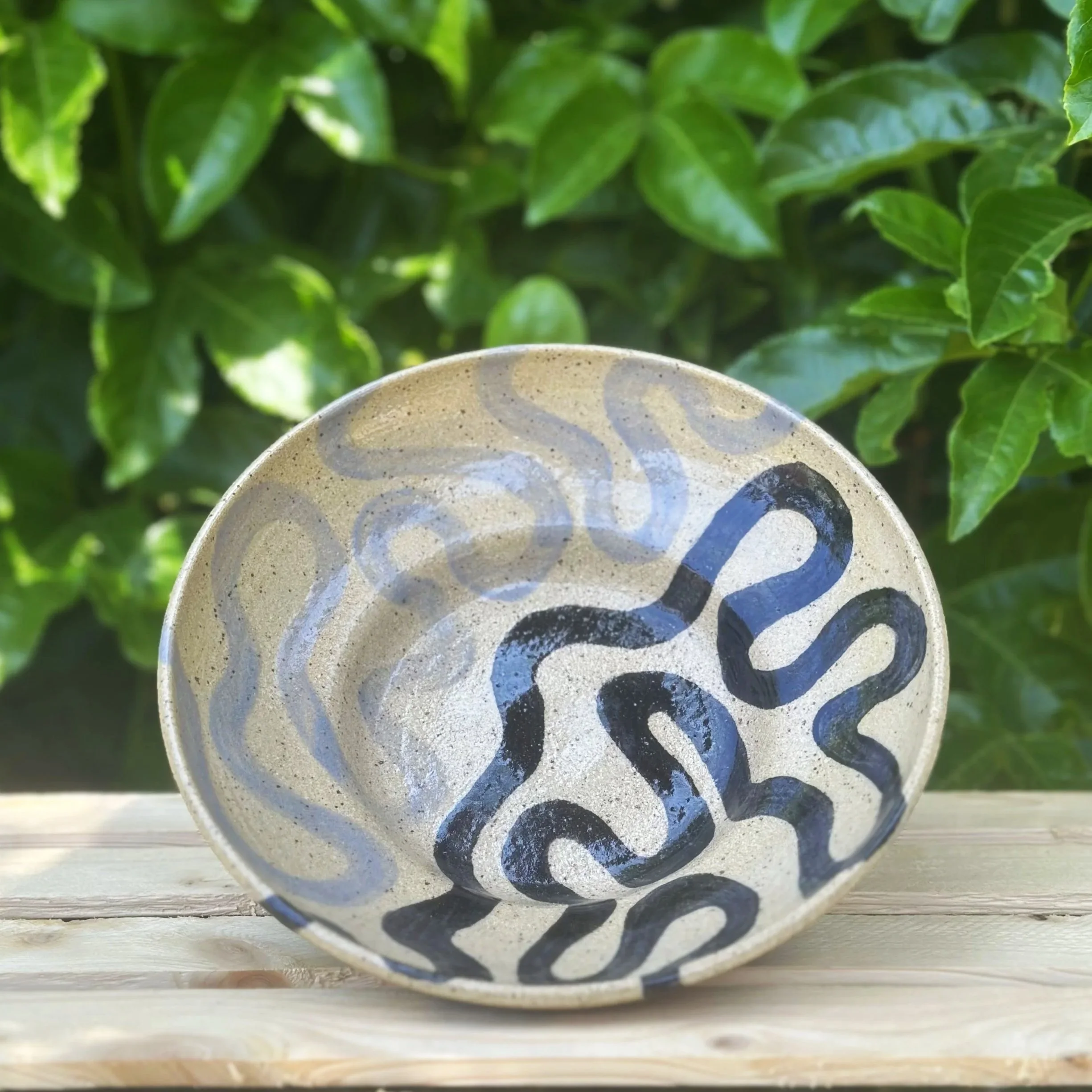 Black & Grey Squiggle Bowl