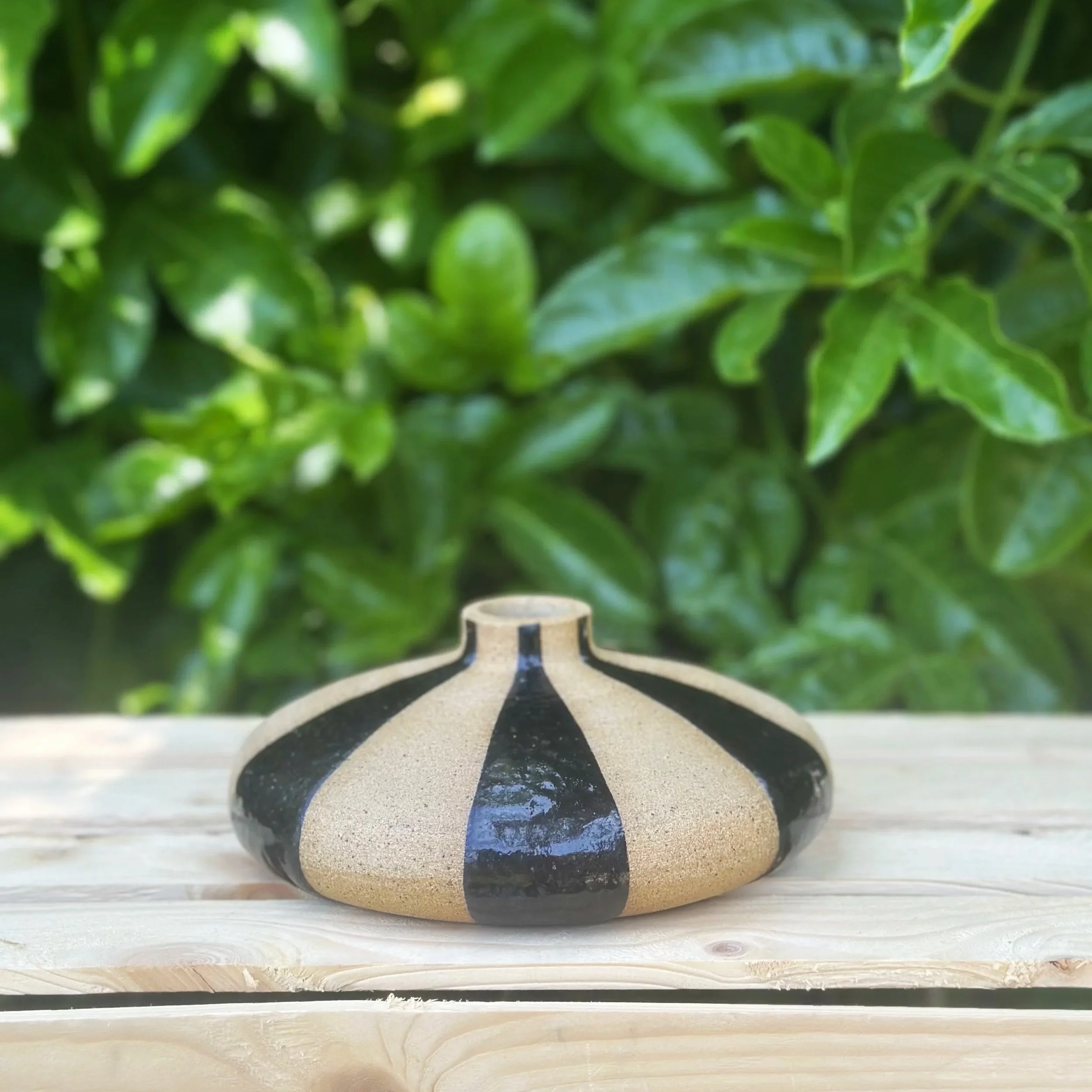 Black Stripes Circus Bud Vase