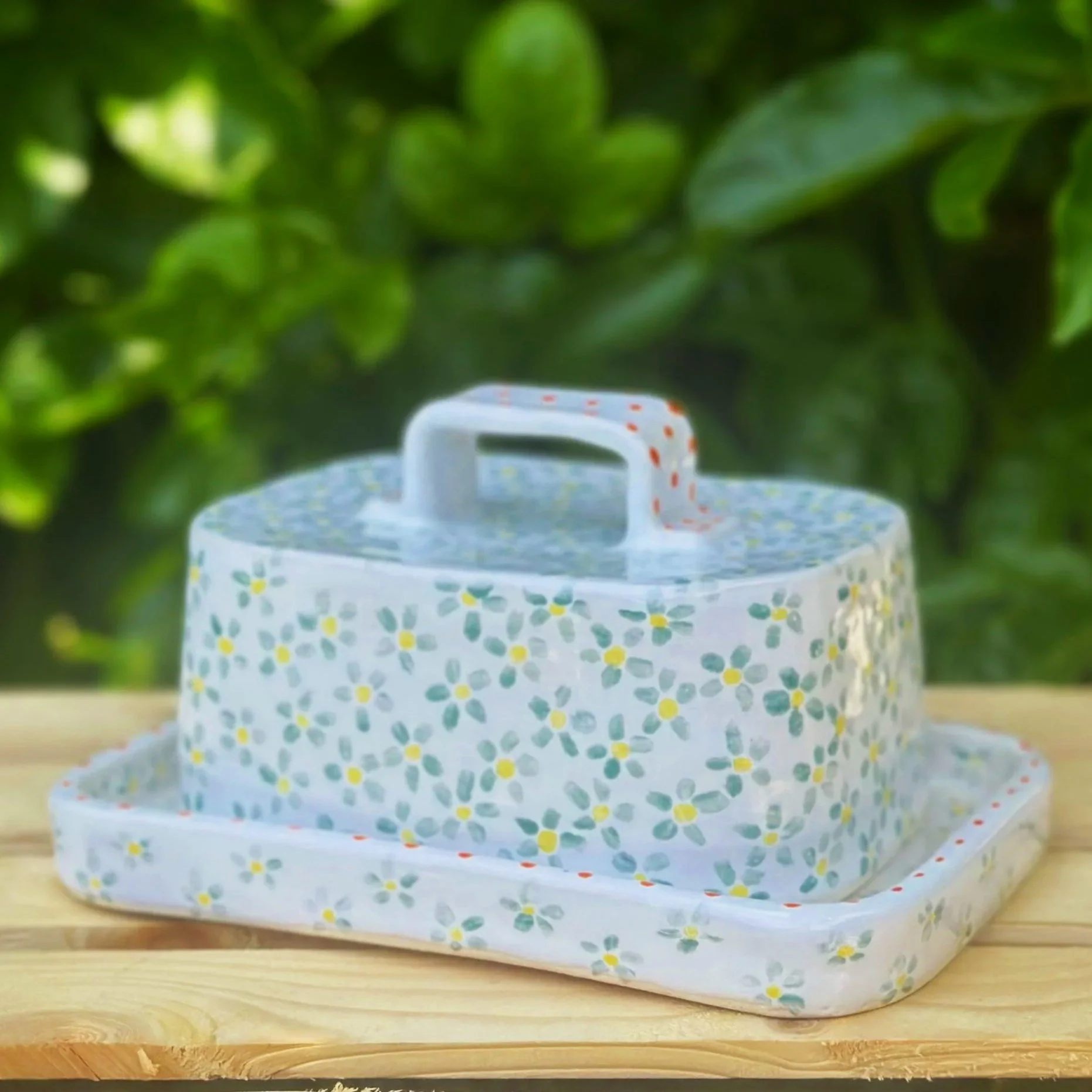 Floral Pattern Large Butter Dish