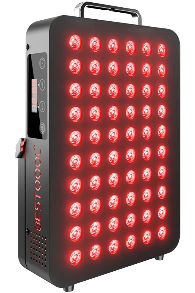 Image shows a BestQool red light therapy device, the black 60.