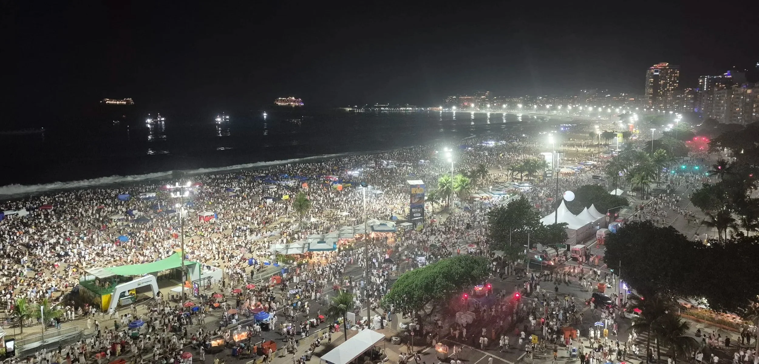 Crowds at Copacabana Beach on concert days